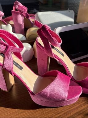 French Connection Pink Velvet
Platform Heels